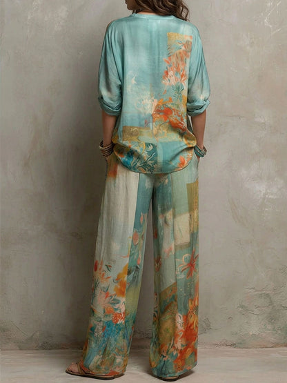 Chiara - Ensemble Élégant Imprimé Floral avec Pantalon Large